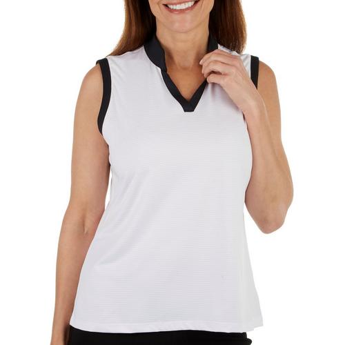 Coral Bay Golf Womens Solid Sleeveless Polo Top