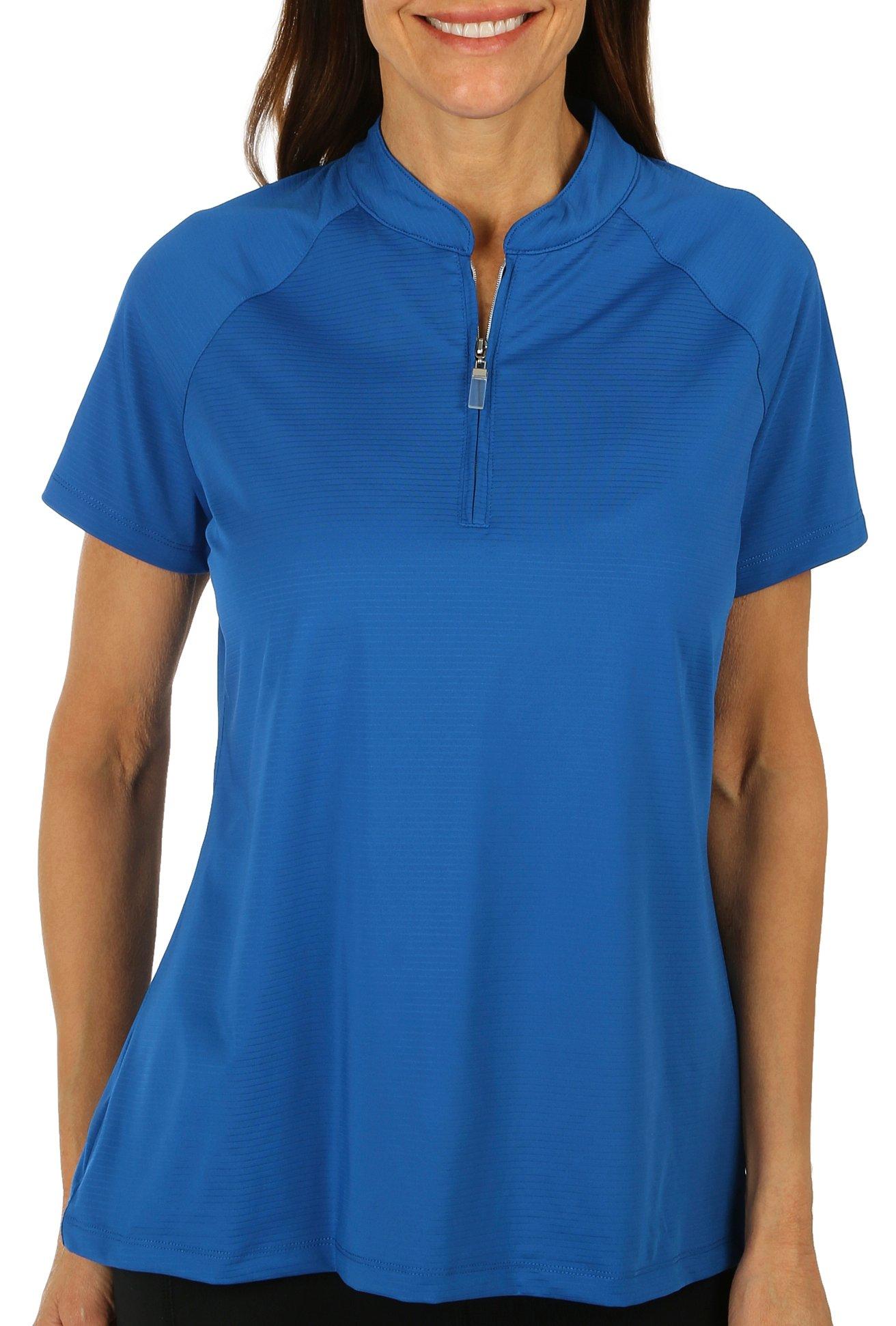 Coral Bay Golf Womens 1/4 Zip Short Sleeve Mock Polo Top