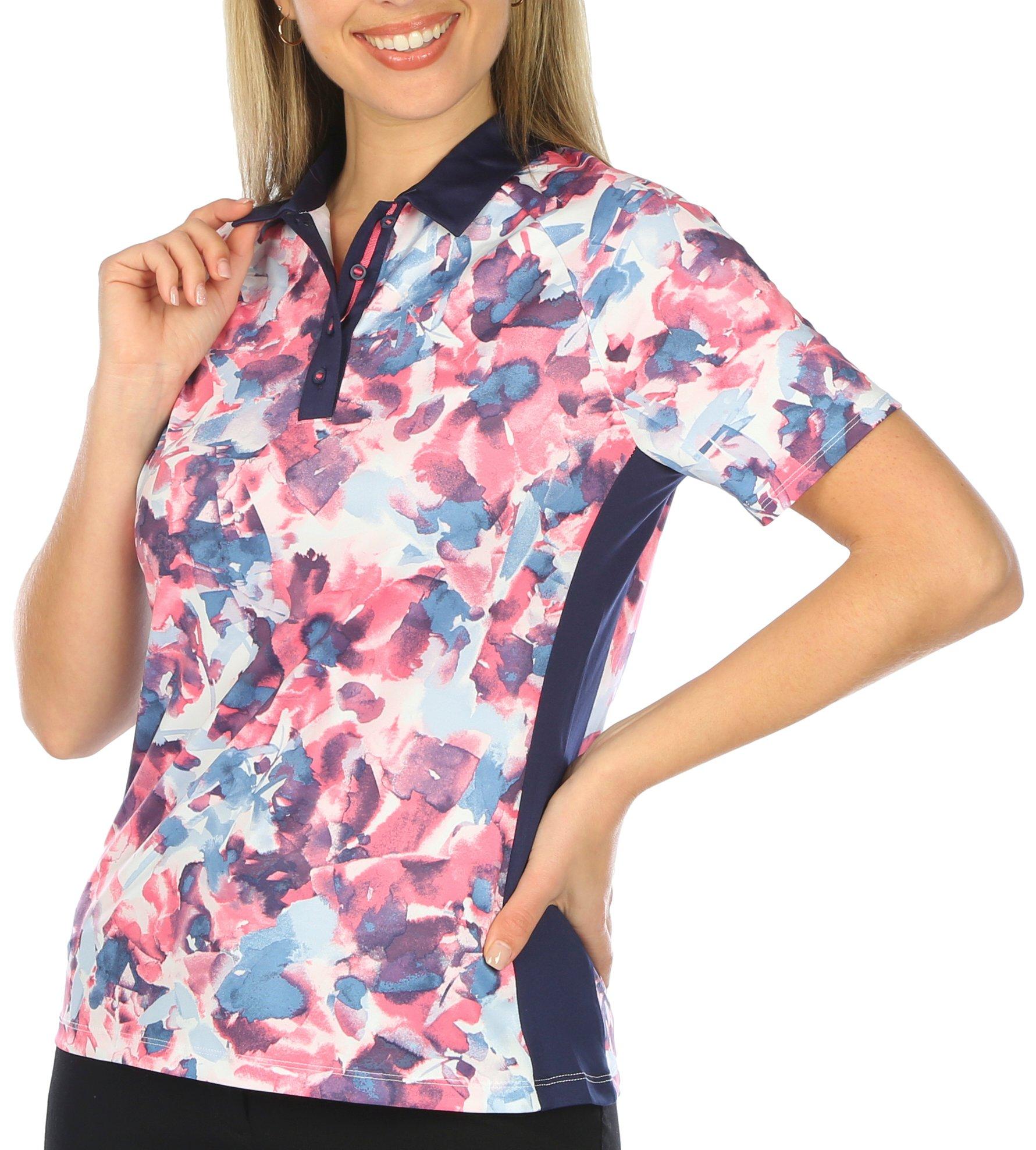 Womens Floral Short Sleeve Polo