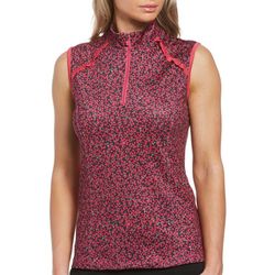 Callaway Womens Mini Floral Zip-Up Neck Golf Polo