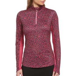 Callaway Womens Mini Floral Zip-Up Neck Golf Polo