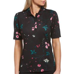 Callaway Womens Buttoned Neck Floral Active Polo