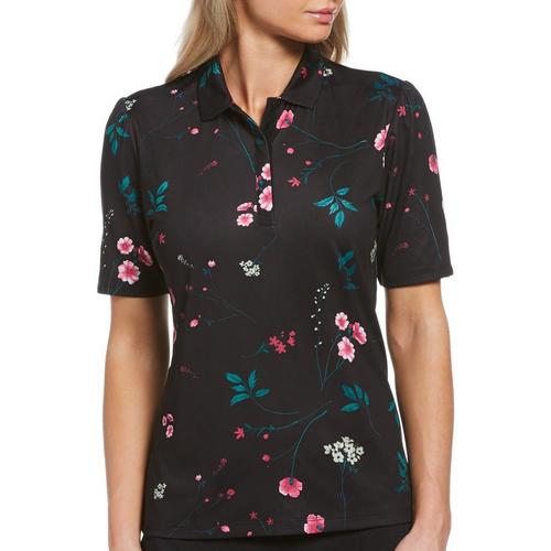 Callaway Womens Buttoned Neck Floral Active Polo