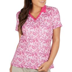 Mimosa Womens Print Macy V Neck Short Sleeve Golf Polo
