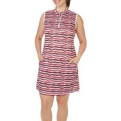 Mimosa Womens Striped Zipper Pocket Dress