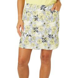 Mimosa Womens 17 in. Yellow Floral Tiered Pocket Skort