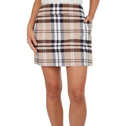 Coral Bay Womens Active & Casual Two Pockets Plaid Skort