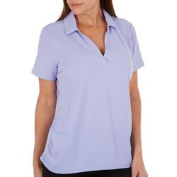 Womens V-Neck Mesh Short Sleeve Polo