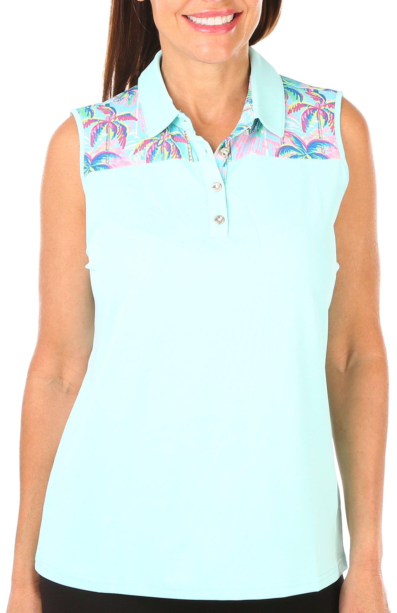Stella Parker Womens Water Ballet Sleeveless Polo Shirt