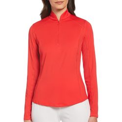 PGA TOUR Womens Solid 1/4 Zip Long Sleeve Top