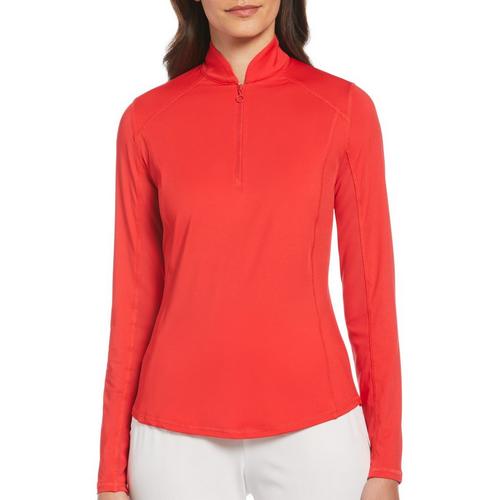 PGA TOUR Womens Solid 1/4 Zip Long Sleeve