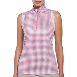 Womens Geo Print  Sleeveless Golf Polo Shirt