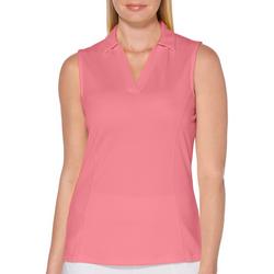 Womens Solid Sleeveless Golf Shirt