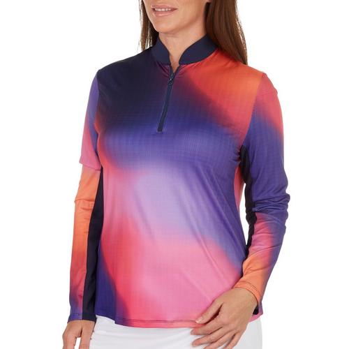 PGA TOUR Womens Colorful Print 1/4 Zip Long