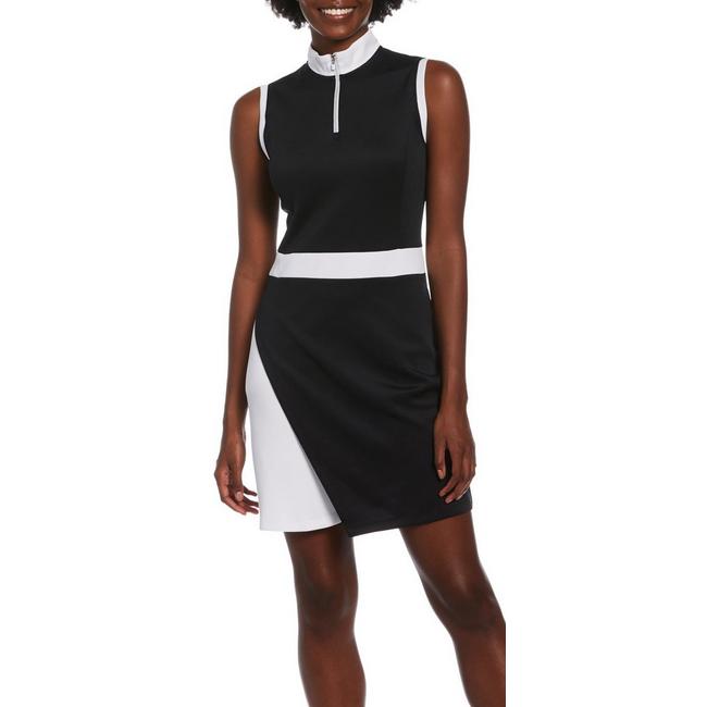PGA TOUR Womens Short Sleeve Heather Color Block Dress Tennis Dress