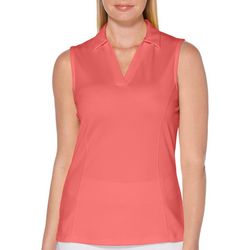 PGA TOUR Womens Solid Sleeveless Golf Shirt