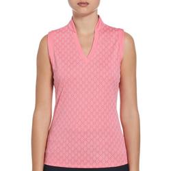 Womens Essential Geo Print Sleeveless Polo Shirt