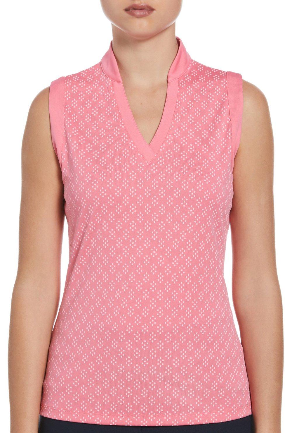 Womens Essential Geo Print Sleeveless Polo Shirt