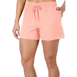 Brisas Womens 4 in. Solid Woven Zip Pocket Shorts