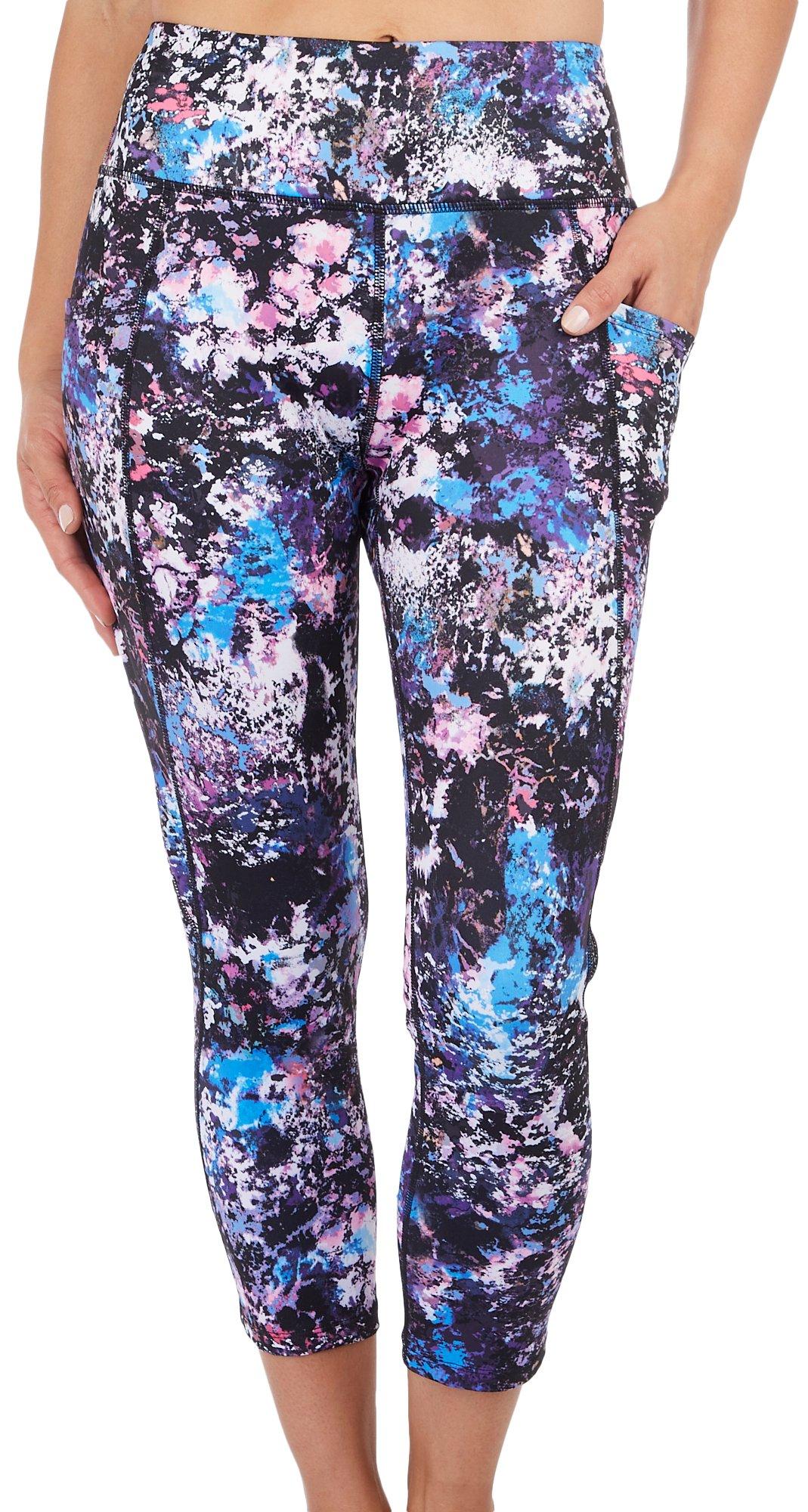 RB3 Active Womens 23 in. Blue Splatter Pocket Capri