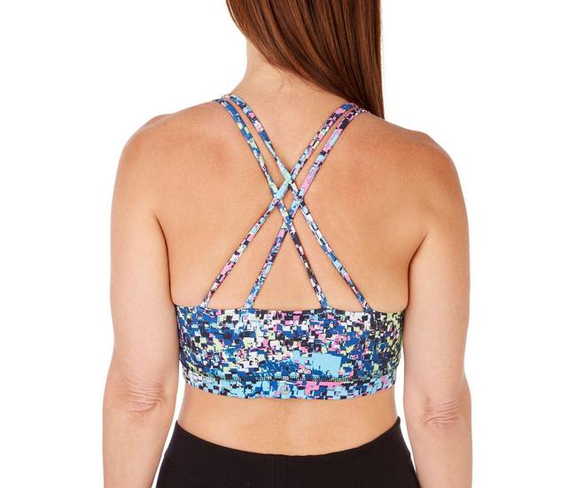 LEOQ Strappy Sports Bra for Women - Medium Support Yoga Bra with Crisscross  Back and Removable Cups