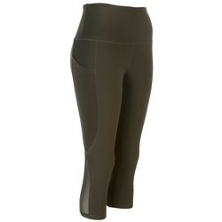 VOGO Womens 21 in. Solid Ribbed Pocket Capris