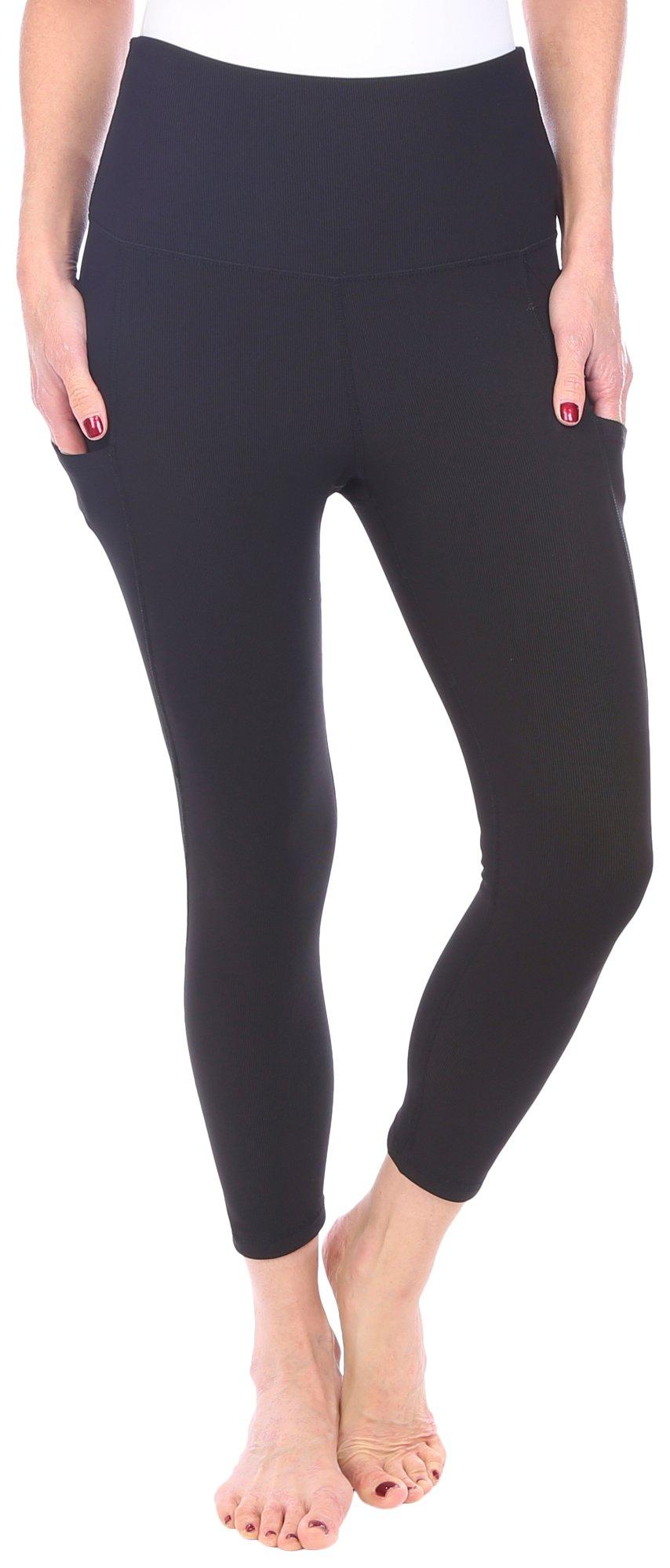 Vogo Womens 31 in. Solid Tummy Control Mini Rib Leggings