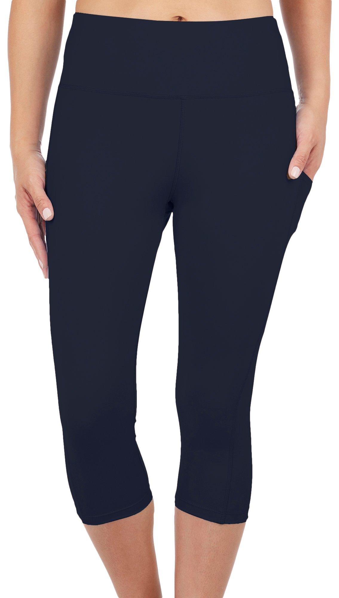 VOGO Womens Absolutely Fit Solid Tummy Control 23 in.Capris