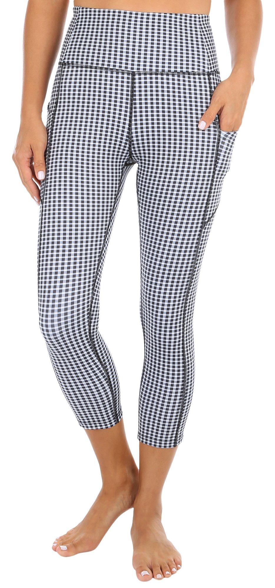 Womens 23 in. Gingham Tummy Control Capri