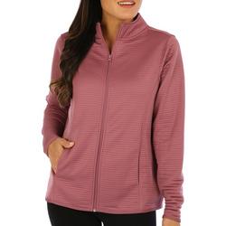 Womens Solid Wide Otto Zip Long Sleeve Jackets