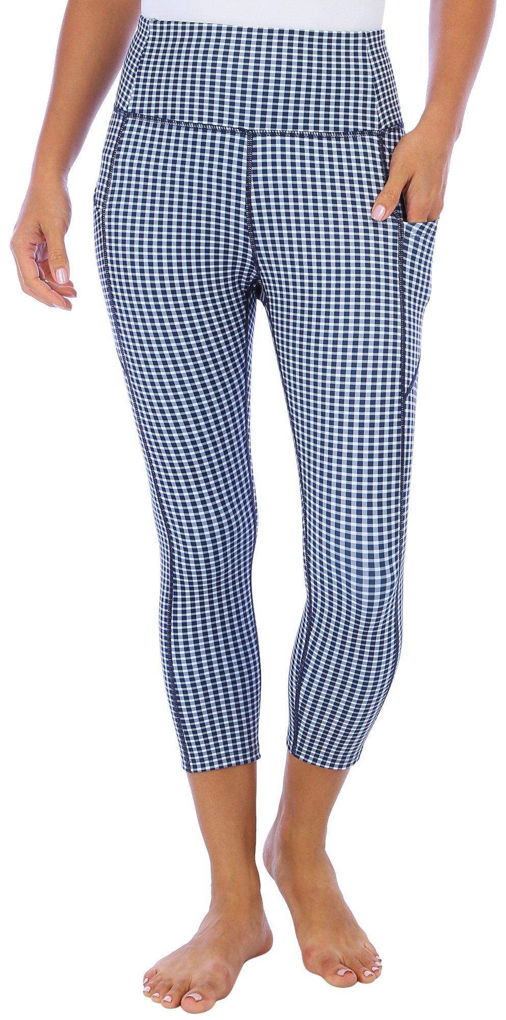 Womens 23in. Gingham Tummy Control Capris