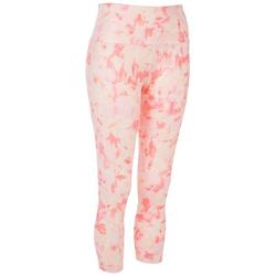 Womens 22 in. Peached Floral Squat Proof Capri