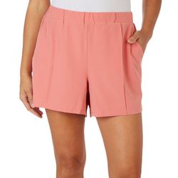 RBX Womens 4 in. Solid Woven Stretch Pocket Short