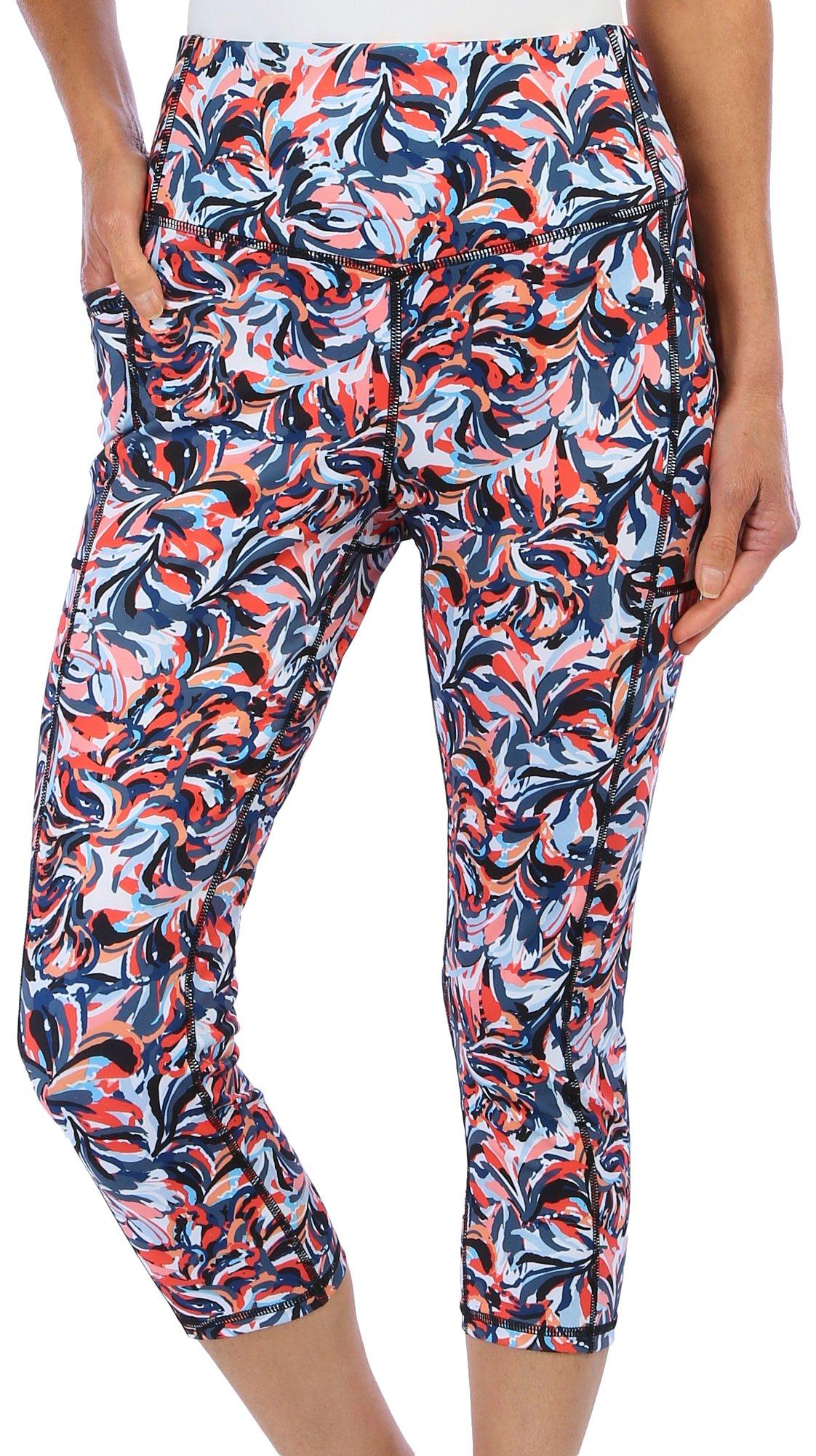 Womens 21 in. Painted Floral Capris