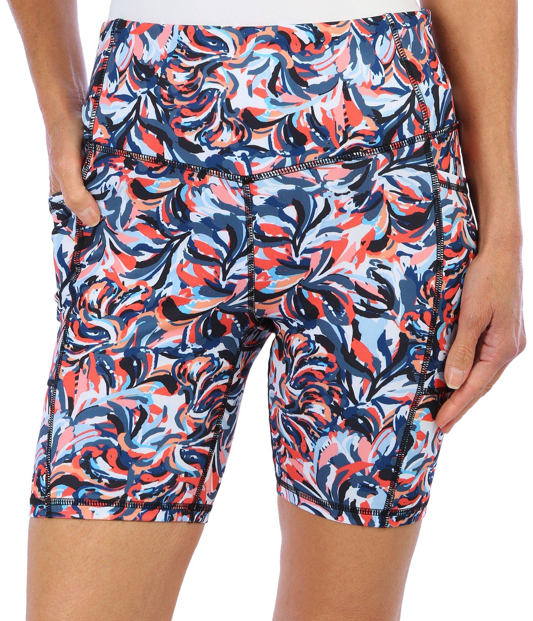 Womens 7 in. Painted Floral Bike Short