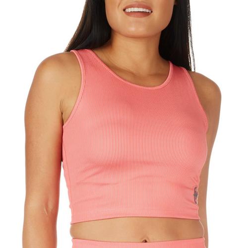 Nautica Competition Womens Ribbed Two Tone Cropped Tank