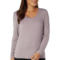 Womens Solid Andrea Back Ruched Long Sleeve Tee