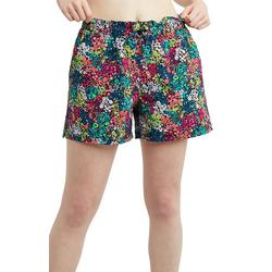 Womens Floral Ruched Seersucker Shorts