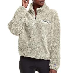 Womens Solid Cozy High Pile Quarter Zip Pullover