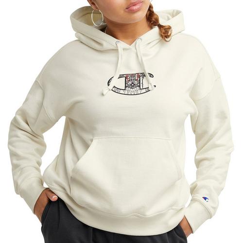 Champion Womens Solid Powerblend Fleece C Logo Hoodie