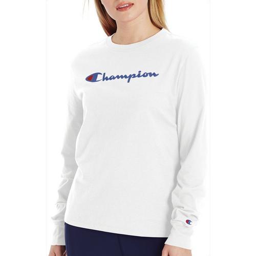 Champion Womens Campus Terry Logo Crew Neck Sweatshirt