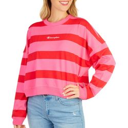 Champion Womens Oversized Striped Pullover Long Sleeve Top