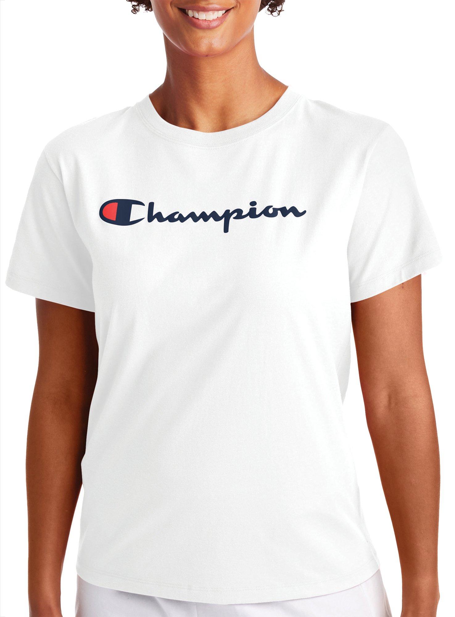 Champion Womens Solid Crew Neck Graphic T-Shirt