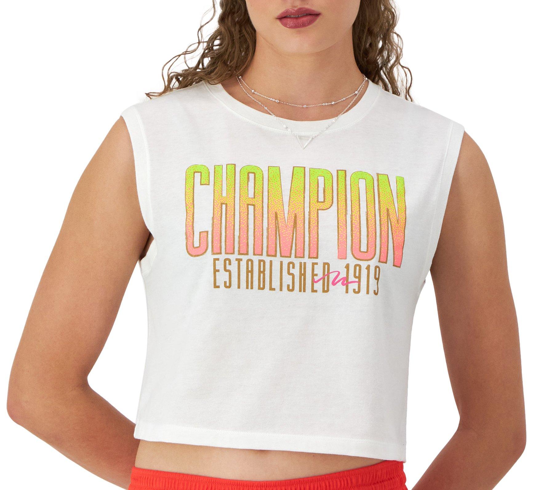Champion Womens Block Graphic Logo Muscle Tank