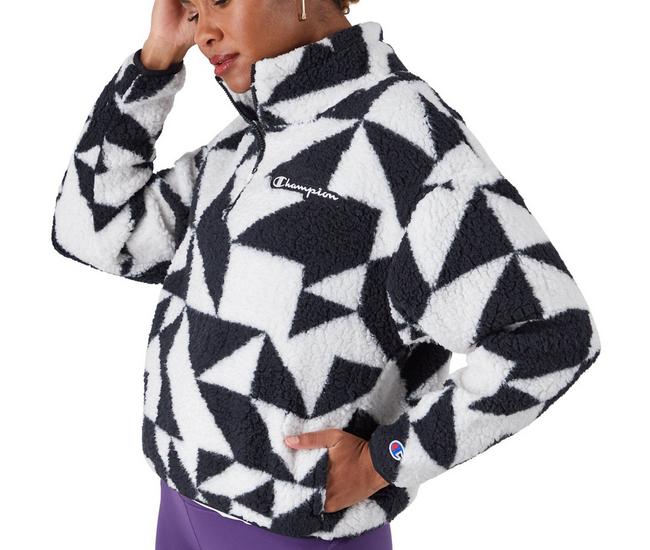 Derek Heart Juniors Quarter Zip Long Sleeve Sherpa Sweatshirt