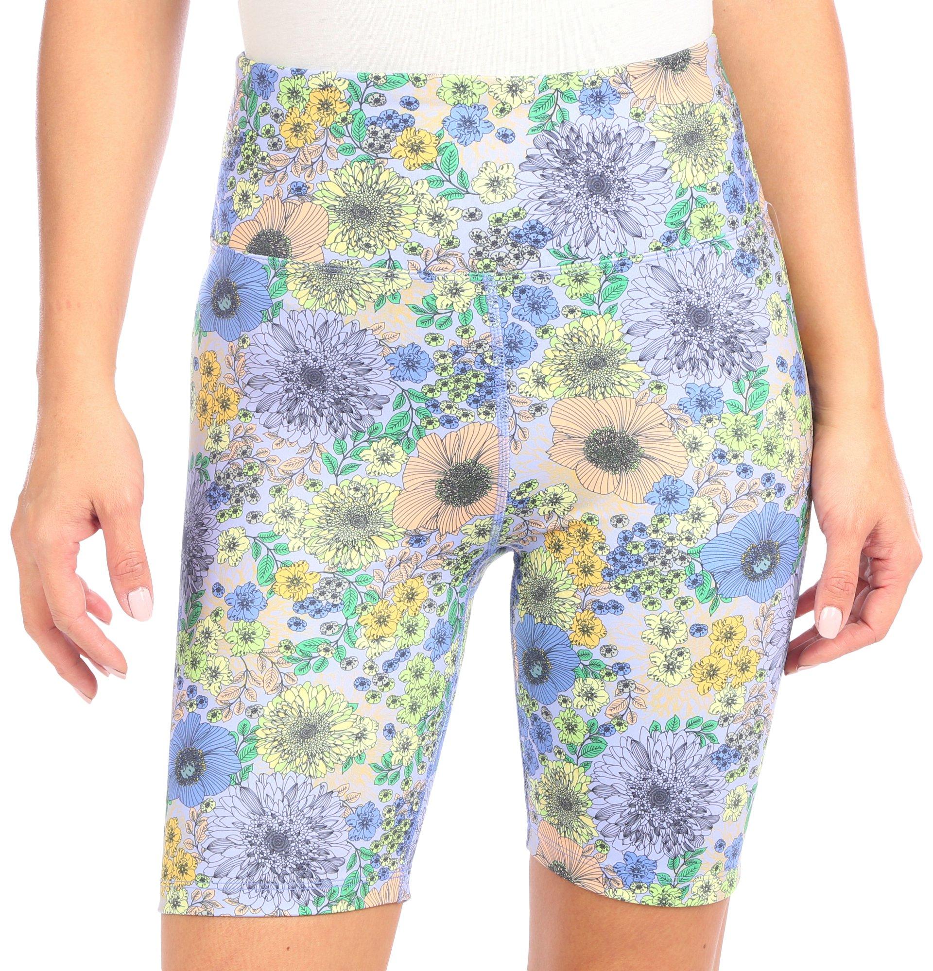 Womens 8 in. Foil Floral Bike Shorts