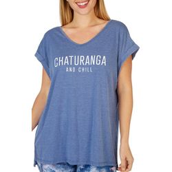 Brisas Womens Chaturanga And Chill V-Neck Cap Sleeve Shirt