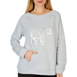 Brisas Womens Long Sleeve Elephant Scoop Pullover Sweatshirt