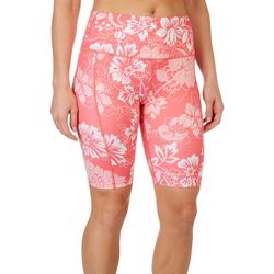 Womens 9 in. Tropical Flower Bike Shorts