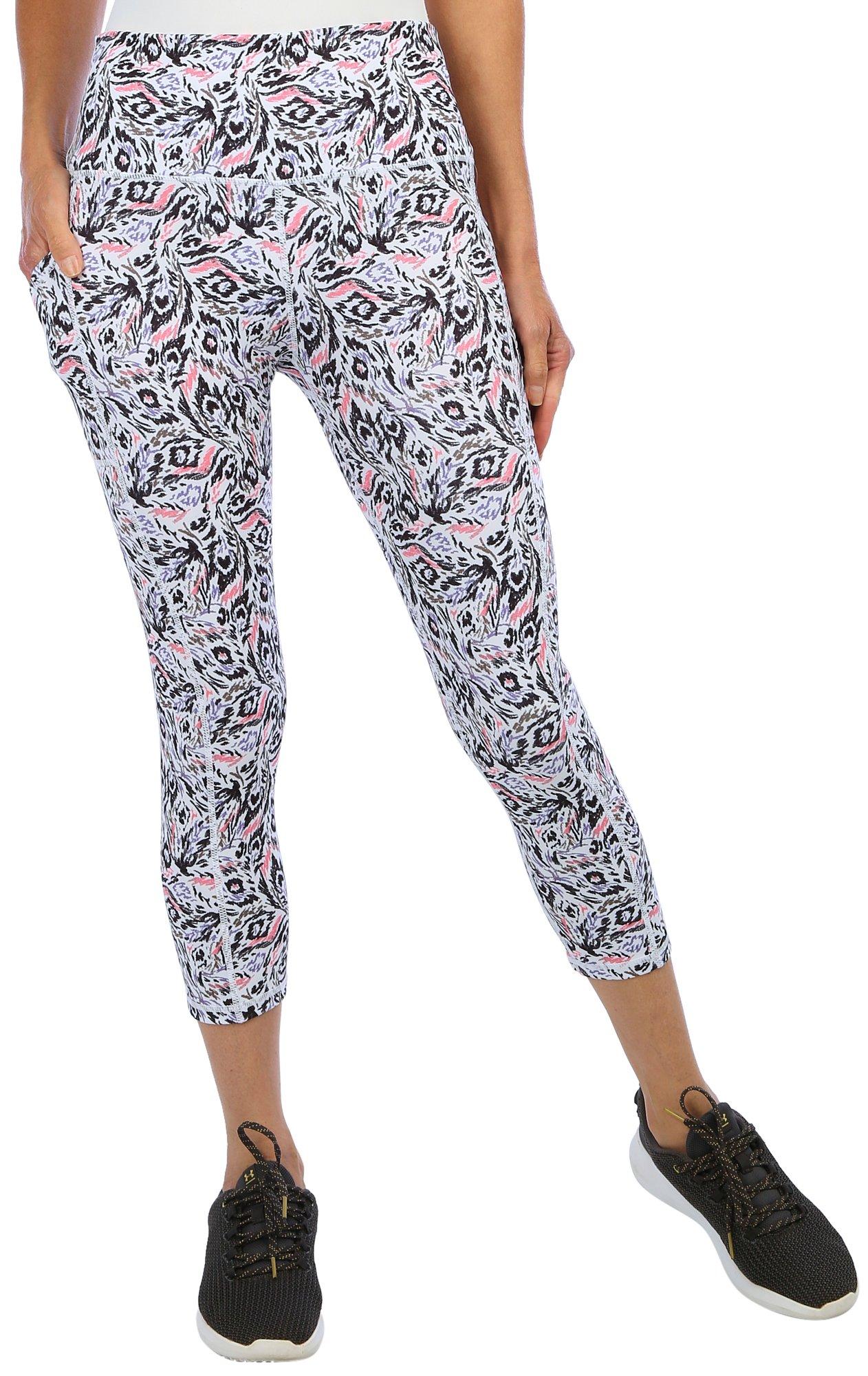 Womens 21.5 in. Abstract Print Pocket Leggings